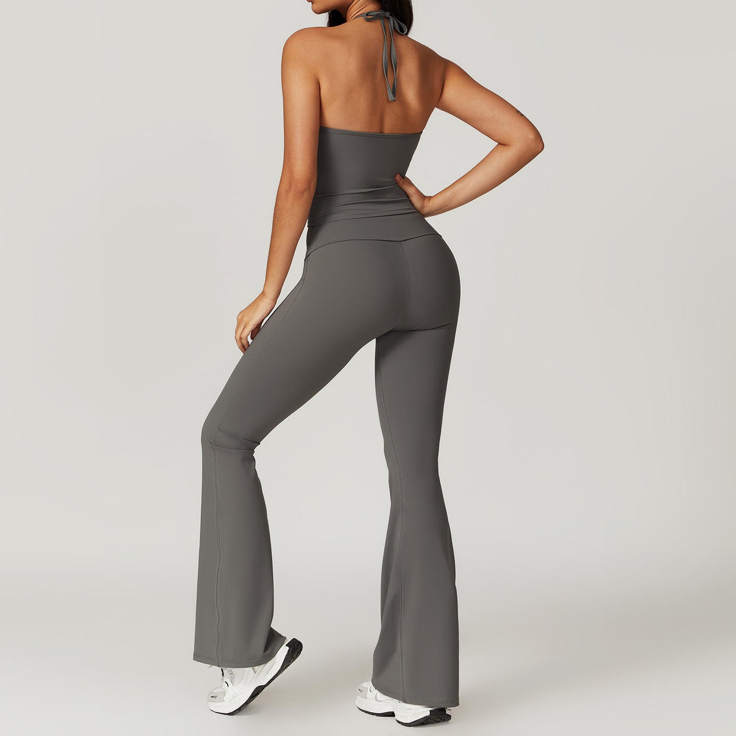 TZ8791-3 Wholesale Backless Neck Bra No Scrunch Flared Legging Gym Yoga Set Fitness Sportswear Outfit Flare Yoga Pants Set